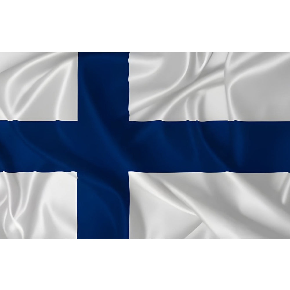 Drapeau de la Finlande blanc avec croix bleue – polyester haute qualité, format 2:3, usage extérieur ou intérieur