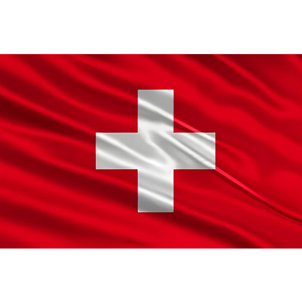 Drapeau de la Suisse rouge carré avec croix blanche – polyester haute qualité, usage intérieur et extérieur, coutures renforcées