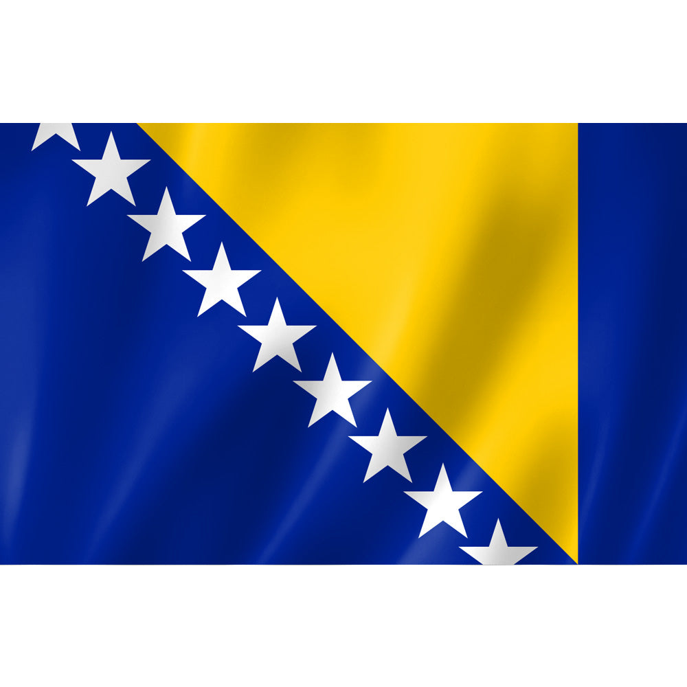 Drapeau de la Bosnie-Herzégovine bleu jaune blanc – polyester haute qualité, usage intérieur extérieur, coutures renforcées