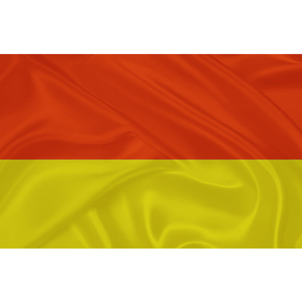 Drapeau rouge et jaune de baignade – polyester haute qualité, zone surveillée, format 2:3, usage professionnel plage ou base nautique