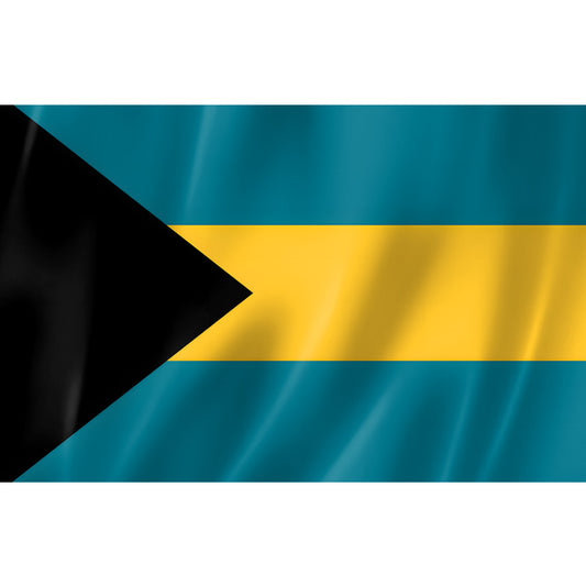 Drapeau des Bahamas turquoise jaune noir – polyester haute qualité, usage extérieur, format 2:3, coutures renforcées