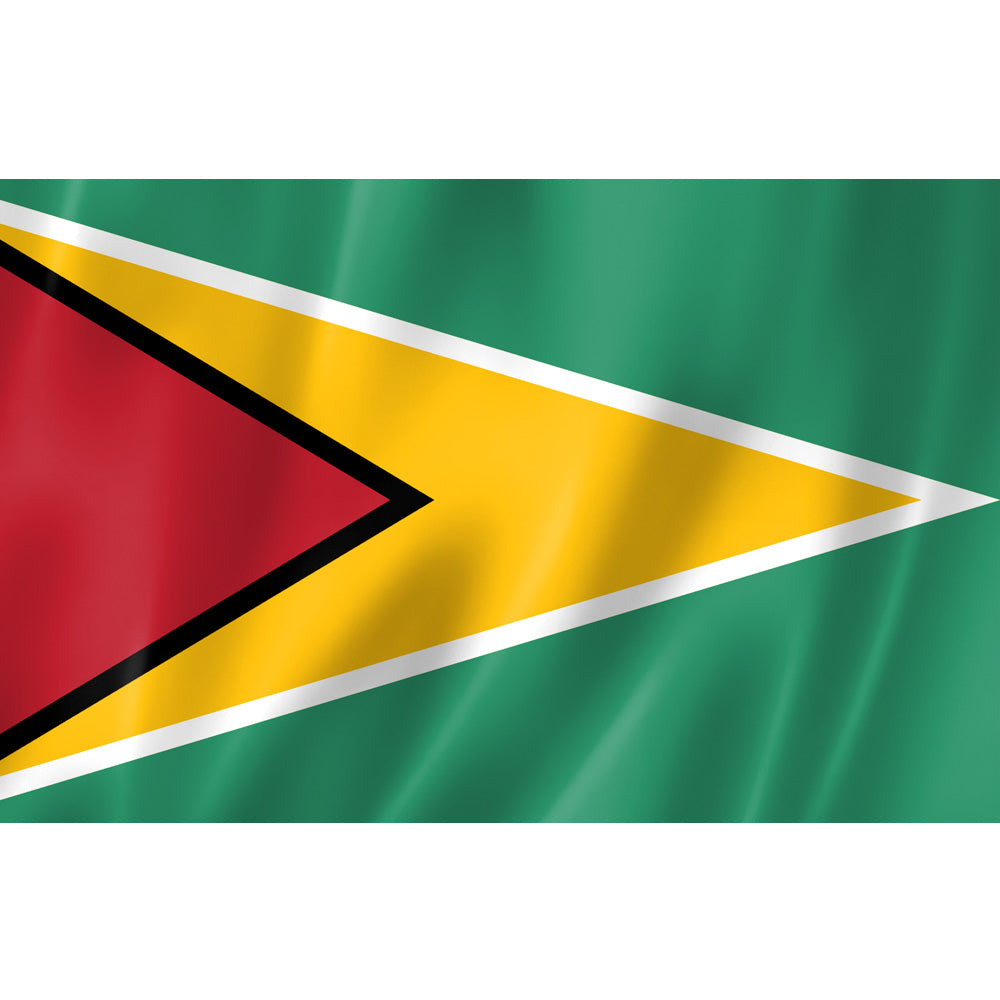 Drapeau de la Guyane vert jaune avec étoile rouge – polyester haute qualité, format 2:3, usage extérieur, coutures renforcées
