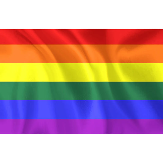 Drapeau arc-en-ciel LGBT avec 6 bandes colorées – polyester résistant, format 2:3, coutures renforcées, usage extérieur ou intérieur
