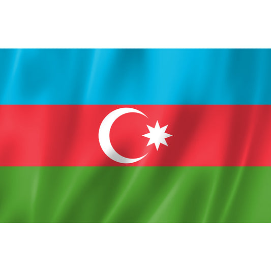 Drapeau de l’Azerbaïdjan bleu rouge vert avec croissant et étoile – polyester haute qualité, usage extérieur et intérieur