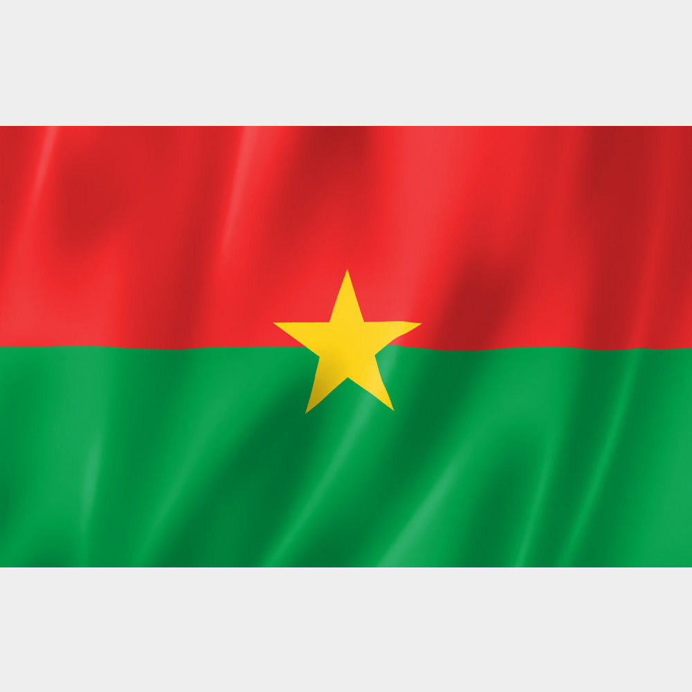 Drapeau du Burkina Faso rouge et vert avec étoile jaune flottant au vent