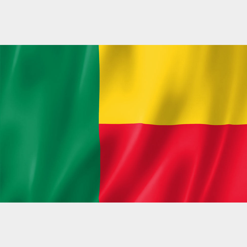 Drapeau du Bénin vert, jaune et rouge flottant au vent