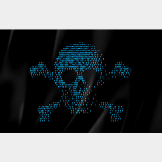 Drapeau pirate binaire – tête de mort en code 0 et 1, style hacker et cyberpiraterie, polyester résistant