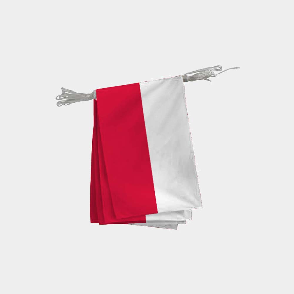 Guirlande de drapeaux Pologne rouge et blanc – 15x21 cm, longueurs 6 à 10 m, polyester résistant pour fête ou événement extérieur