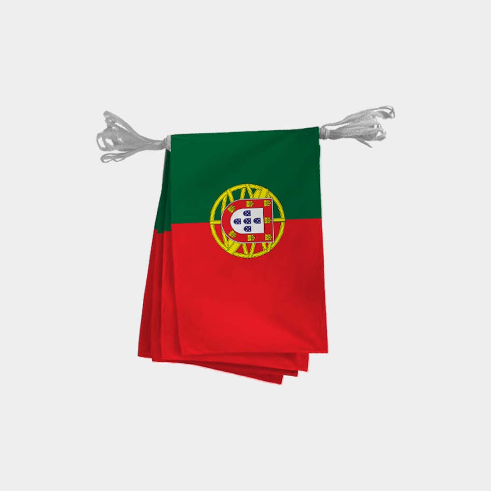 Guirlande de drapeaux du Portugal 15x21 cm – 6 à 10 mètres, polyester extérieur, déco verte et rouge pour fête, sport ou événement lusophone
