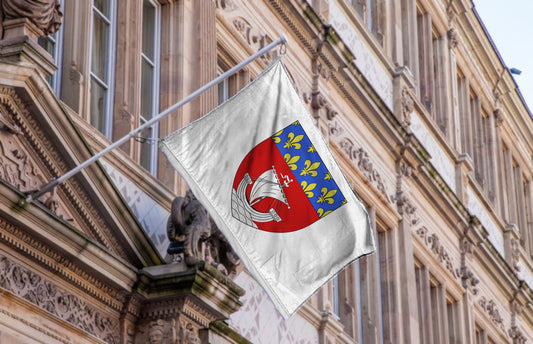 Drapeau officiel de la Ville de Paris – blason avec nef blanche et fleurs de lys, format 2:3, polyester extérieur